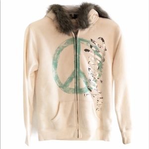 Long Sleeve Hoodie Sweatshirt Faux Fur Sweater Top